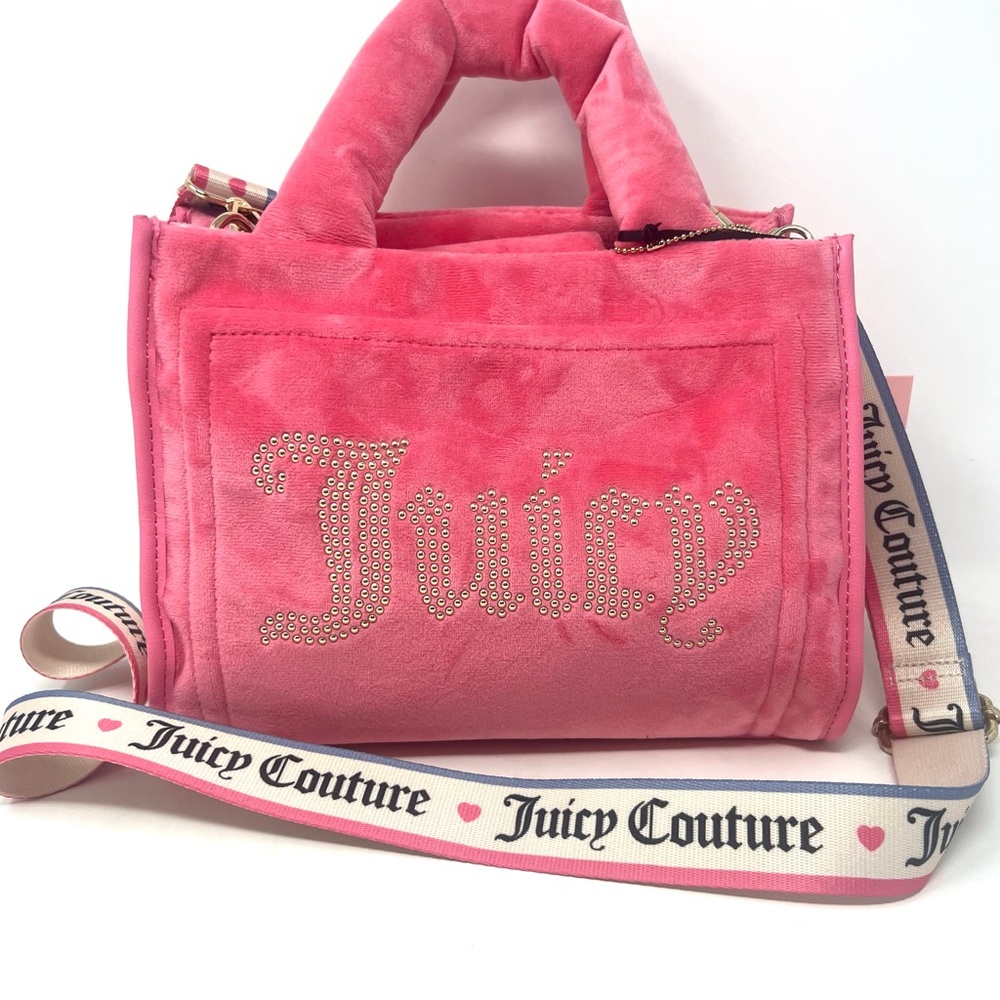 Juicy Couture Pink Lemonade Big Spender Mini Tote Pink Velour Handbag & Wallet